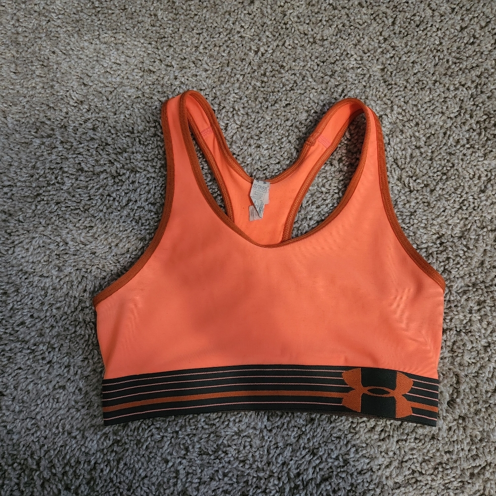 Woman's Neon Orange XS Under Armour Compression Heat Gear Sports Bra